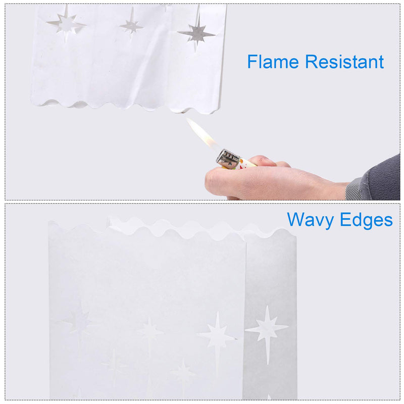 ANECO 48 Pieces Stars Design Luminary Bags White Paper Lantern Bags Flame Resistant Candle Bags Tealight Holders Luminary Bags for Christmas, Wedding, Reception, Party Decoration - PawsPlanet Australia