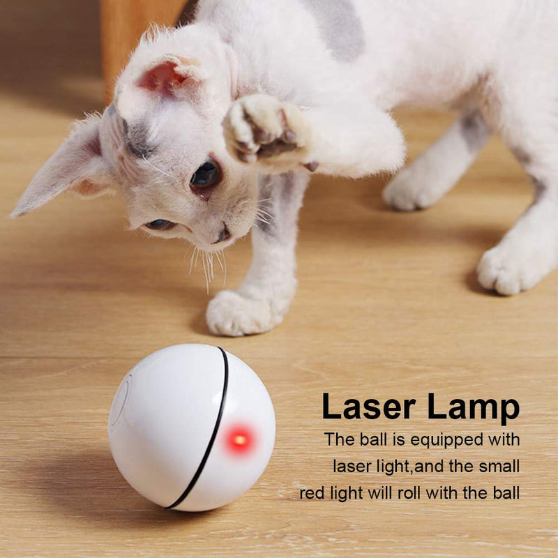 ANTOPM Interactive Cat Toy Ball, 360 Degree Self-Rotating Cat Toys with LED Light, USB Rechargeable Cat Toys for Puppy Cats Kitten white - PawsPlanet Australia