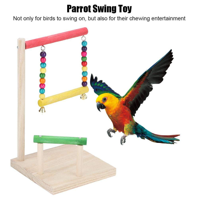 GOTOTOP Parrots Standing Branches, Natural Wood Bird Cage Perch Stand Rod Stick Bird Bite Chew Toy with Bellsfor Parakeet Bungee Canary Cockatiel Lovebirds - PawsPlanet Australia