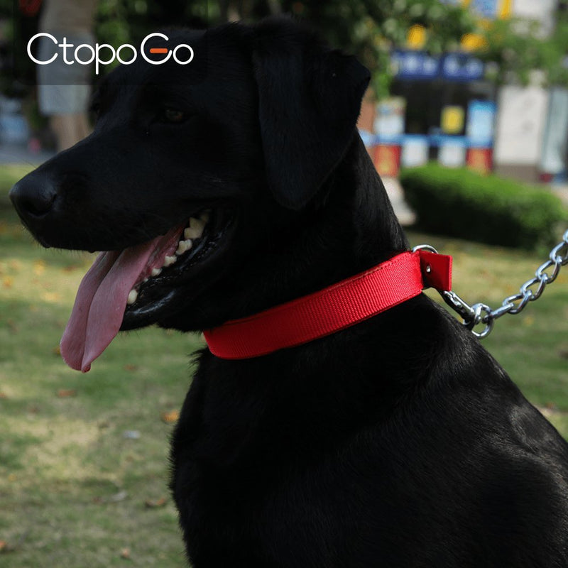 CtopoGo Premium Chain Heavy Duty Dog Leash - Soft Padded Leather Handle Lead - Perfect Basic Leashes Specifically Designed for Over 30KG Large Size Pets Walking (5.0mm x 1.2cm) 5.0mm x 1.2cm - PawsPlanet Australia
