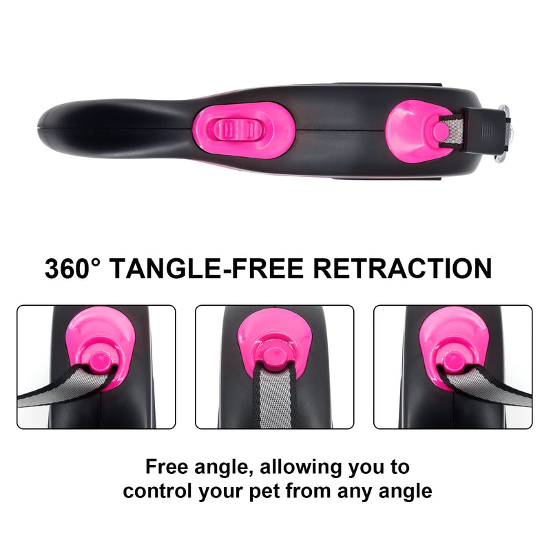 MoYouno 8M Long Retractable Dog Lead, Extendable Dog Lead, 8m, High-End Pet Lead Automatic Extendable Dog Training Lead up to 50kg for Small, Medium and Large Dogs (Red) Red - PawsPlanet Australia