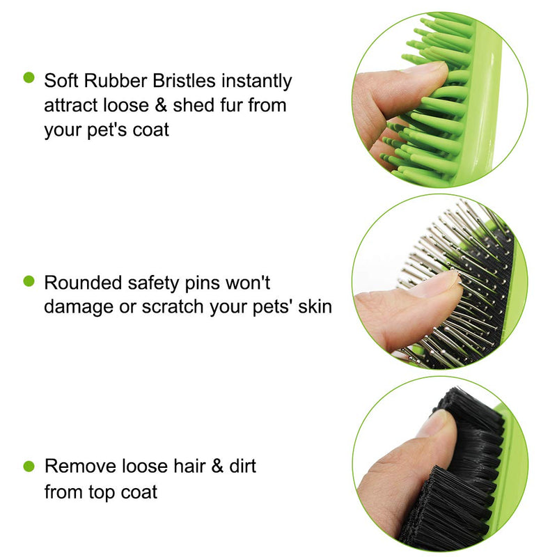 JOYPAWS 3 in 1 Pet Grooming Comb for Dogs & Cats, Includes Massage Brush, Pin Brush, Bristle Brush - Green - PawsPlanet Australia