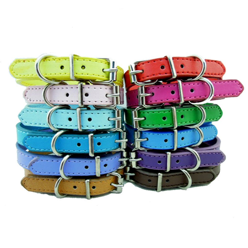 [Australia] - TenCloud Pet Collar Set of 12 or 16 Adjustable ID Collars Leather for Puppy Medium Large Breed Dogs Neck 6''~18'' S(Neck:6"~12") 