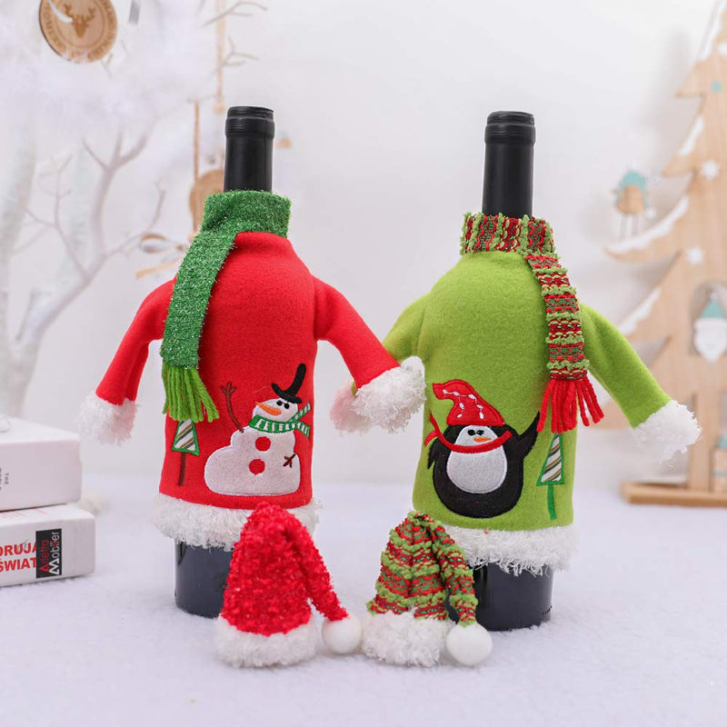 Christmas Wine Bottle Covers Snowman Wine Bottle Sweater Dress for Christmas Holiday Party Table Decorations SNOWMAN-1 - PawsPlanet Australia