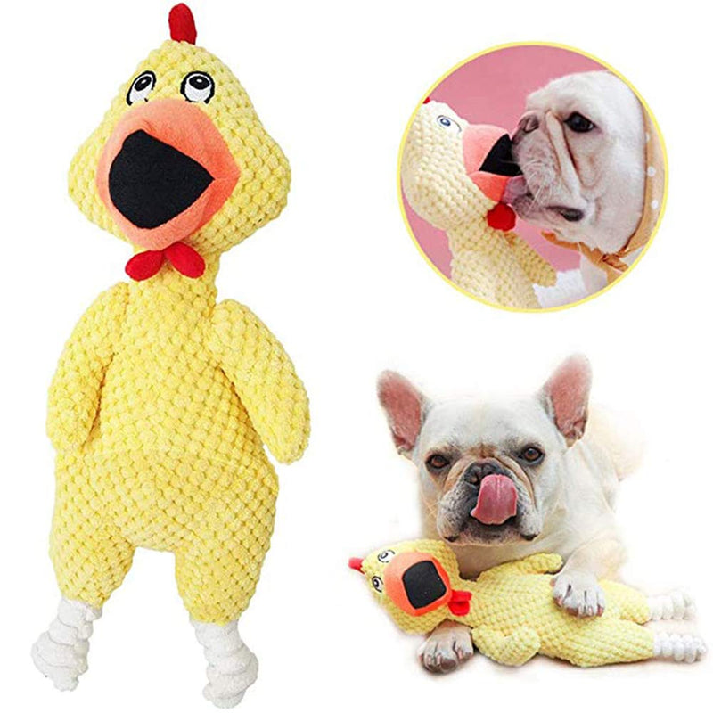 Amasawa Stuffed Dog Toy, Puppy Squeaky Dog Toys, Chicken Shape Plush Toy, Pet Chew Toys, for Large Small Medium Durable Plush Squeaker Dog Toys Yellow - PawsPlanet Australia