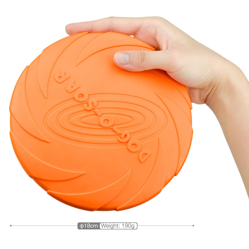 Demason 2 Packs Dog Flying Disc Toy, 18 cm Dog Frisbee Pet Flying Saucer, Rubber Training Pet Chew Toy for Outdoor Interactive Fun (Green, Orange) - PawsPlanet Australia