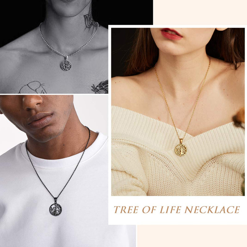 GOLDCHIC JEWELRY Stainless Steel Urn Necklace for Ashes for Men Women, Personalised Photo Keepsake Urns Pendant Necklaces Waterproof Engraved Cremation Jewellery, Cat Cross Cube Heart Memorial Gifts O, Family Tree - Stainless Steel 1, No Engraving - PawsPlanet Australia