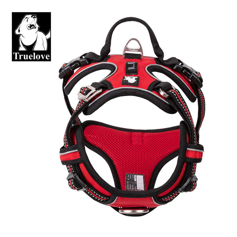 TRUE LOVE Dog Harness No Pull Adjustable Reflective Step-in Soft Nylon For Small Large Pet TLH56512(M, Red) M - PawsPlanet Australia