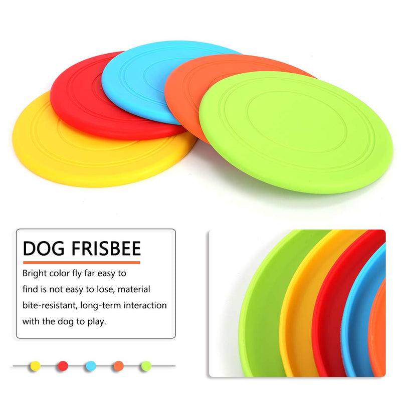 mihealpet 5 Pack Soft Dog Frisbee Flying Disc Toys for Small to Medium Dogs Outdoor Sport, Floating Saucer for Chihuahua Bulldog - PawsPlanet Australia