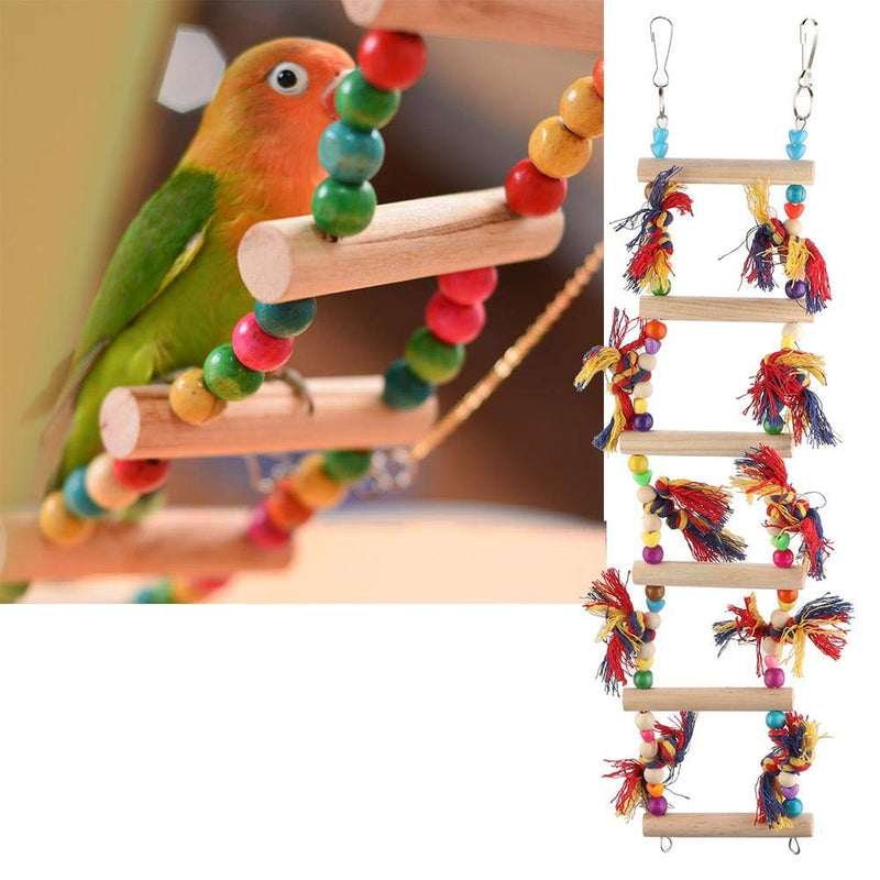 [Australia] - HEEPDD Parrot Hanging Ladder Toys, Bird Nature Wood Chewing Playthings Parakeets Conures Hanging Swinging Standing Perch Cage Accessory for Small and Medium-Sized Parrots 