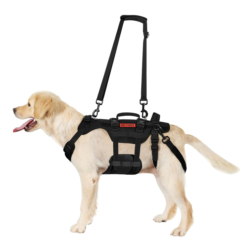 OneTigris Dog Harness, Invictus Support Harness, Lifting Harness for Medium Large Dogs, Safety Harness with 3 Handles, Removable Adjustable Shoulder Straps and Rear Leg Straps L Black - PawsPlanet Australia