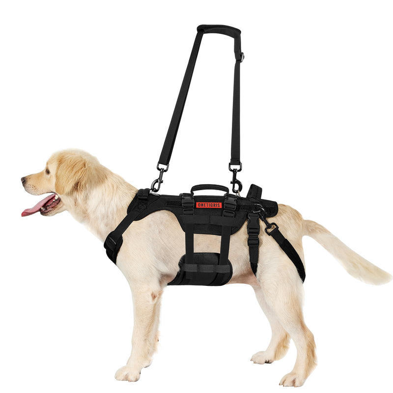 OneTigris Dog Harness, Invictus Support Harness, Lifting Harness for Medium Large Dogs, Safety Harness with 3 Handles, Removable Adjustable Shoulder Straps and Rear Leg Straps M Black - PawsPlanet Australia