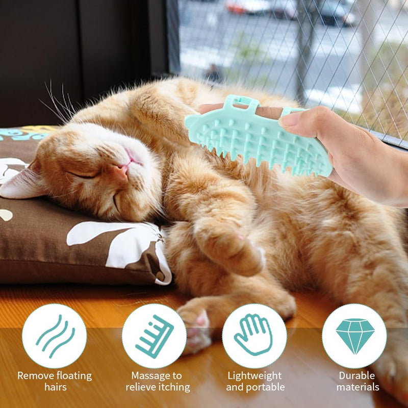 2 pcs Pet Tickling Artifact, Cat Rubbing Corner Comb, Silicone Tickling Comb Brush, Pet Itch Tool Back Scratcher for Dogs Cats(White,Green,Size:6.5x4.13inch) - PawsPlanet Australia