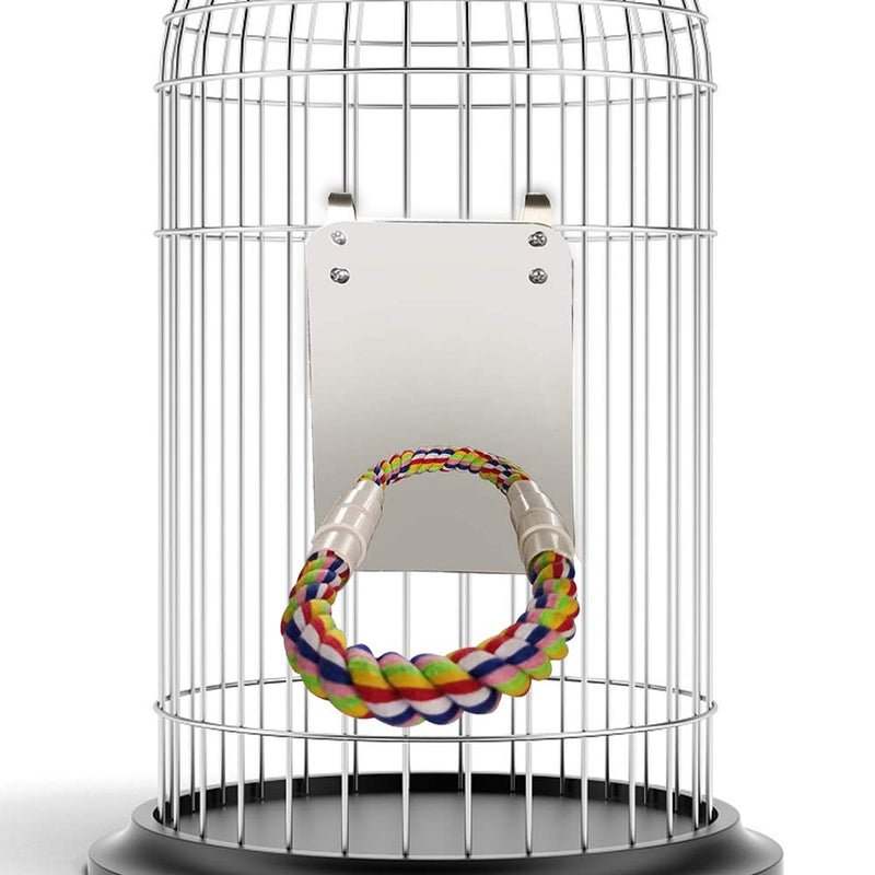 Hamiledyi 7 Inch Bird Mirror with Rope Perch Parakeet Mirror for Cage Parrot Swing Toys for Greys Cockatoo Cockatiel Conure Lovebirds Canaries Little Macaw - PawsPlanet Australia
