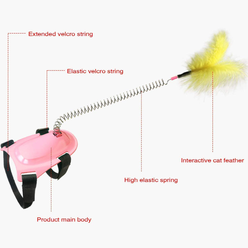 Cat Stick Feather Toy for Shoes-Interactive Funny Stick Cat Toy Cat Teasing Toy with Feathers Pet Supplies Funny Cat Ball Cat Spring Plaything Pet Stick Entertainment Toy Pink - PawsPlanet Australia