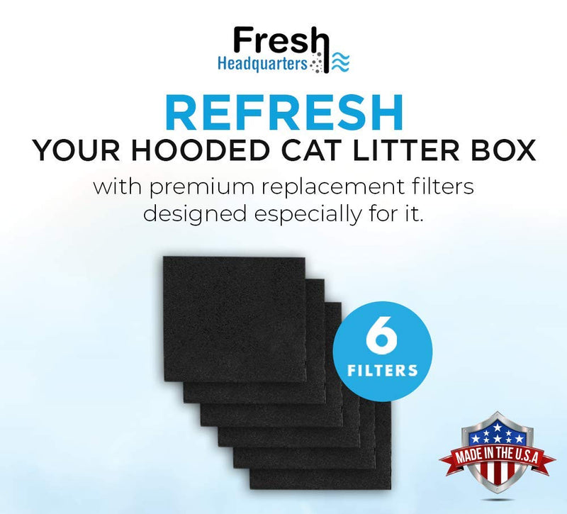 6-Piece Litter Box Filters for Hooded Cat Litter Box – Activated Charcoal Filters Eliminate up to 99% of Litter Box Odors – 6 Inch x 6.5 Inch Trimmable Pads - PawsPlanet Australia