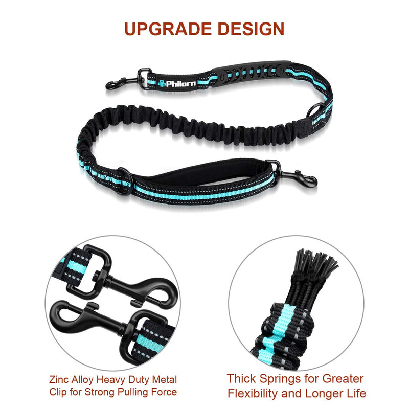 PHILORN Bungee Dog Lead (47"-67" Retractable), Shock Absorbing Leash Rope Dog Lead that Softens Pulls with Soft Padded Handle & Traffic Control Handle, Reflective Threads for Small, Medium, Large Dogs - PawsPlanet Australia