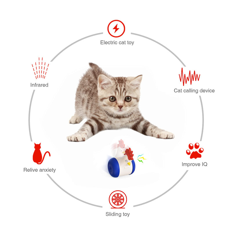 ZHENMAO cat Toys Automatic Laser Toy Interactive Training Tools Cats，Kitten Multifunctional Training Chase Tool-USB Charging, Summoning cat,Self-Weight Does not Fall, Squeak Toy, 3 Modes - PawsPlanet Australia