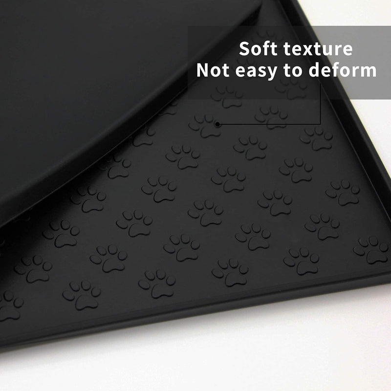Ptlom Pet Placemat for Dog and Cat, Mat for Prevent Food and Water Overflow, Suitable for Small, Medium and Big Pet 18" * 12" Black - PawsPlanet Australia