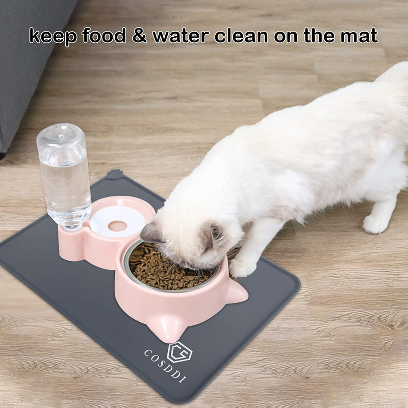 COSDDI CS Pet Feeding Mat, Silicone Dog Cat Bowl Mat, Non Slip Pet Feeding Mat Waterproof Dog Placemat for Big Animals (53x37cm, Grey) 53x37cm - PawsPlanet Australia