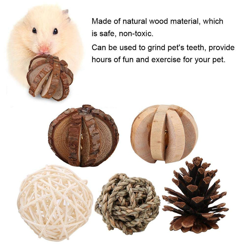 Hamster Chew Toys, 5Pcs Natural Pine Cone Rattan Ball Twine Ball Bell Ball Teeth Care Molar Toy for Chinchilla Guinea Pig Rabbits Ferret Gerbil Rats - PawsPlanet Australia