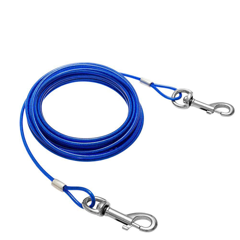 [Australia] - Dog Yard Leash and Stake Reflective Tie-Out Cable and Stake for Outside,Medium to Large Dogs 16ft Cable, 16" Stake Blue 