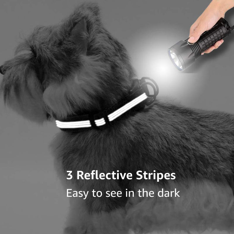 Beshine Adjustable Dog Collar, Reflective Nylon Neoprene with Separate ID Ring and Double D Ring, Durable and Comfortable Puppy Collar for Small Dogs(S, Black) S (Pack of 1) - PawsPlanet Australia