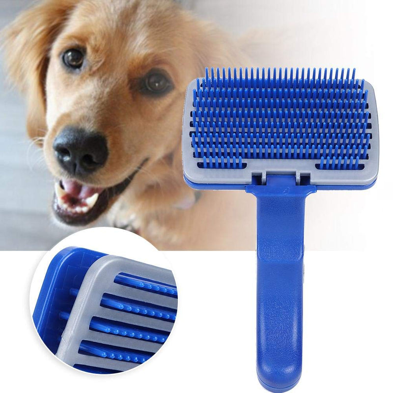 Pet Hair Comb Plastic Blue Pet Automatic Hair Removal Open Knot Comb Cleaning Care Accessories Hair Cleaning Brush for Cats Dogs - PawsPlanet Australia