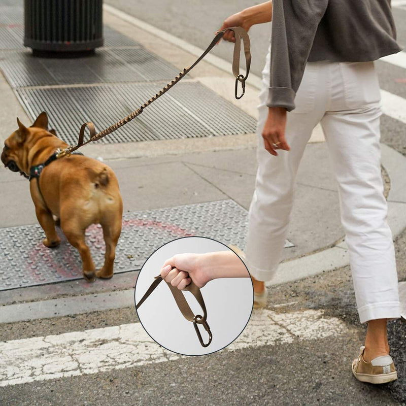 [Australia] - EXCELLENT ELITE SPANKER Bungee Dog Leash Tactical Dog Leash Nylon Adjustable Tactical Leash for Dogs Quick Release Military Dog Leash with 2 Control Handle Coyote Brown 