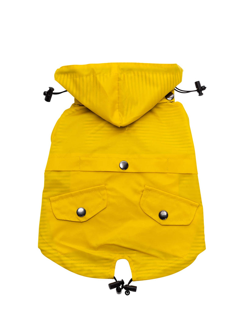Ellie Dog Wear Yellow Zip Up Dog Raincoat with Reflective Buttons, Pockets, Rain/Water Resistant, Adjustable Drawstring, & Removable Hood - Size XXS to XXL - Stylish Premium Dog Raincoats XX-Small - PawsPlanet Australia