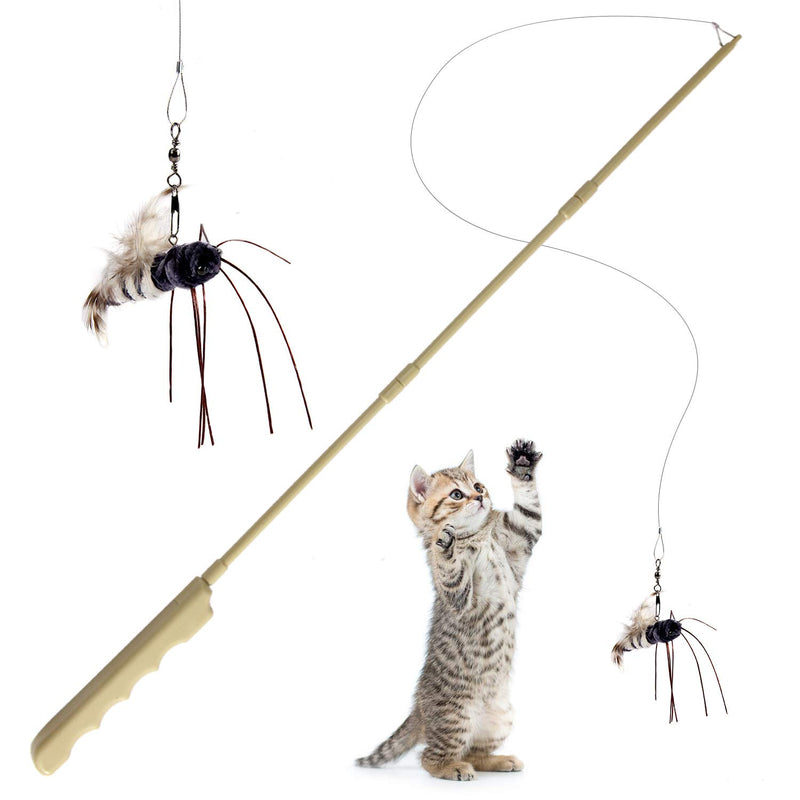 ALL FOR PAWS Assemblable Funny Cat Teaser With Simulation Fly, Cat Toys Wand Charmer Wand Funny Cat Stick Sea Rod Like Cat Feather Playing Toy Pet Companion Toys - PawsPlanet Australia