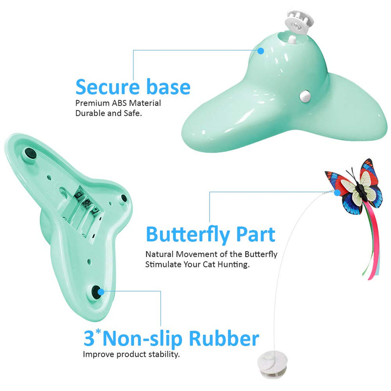 Zenes Cat Toys, Funny Exercise Electric Flutter Rotating Kitten Toys, Cat Teaser with Butterfly Replacement Green - PawsPlanet Australia