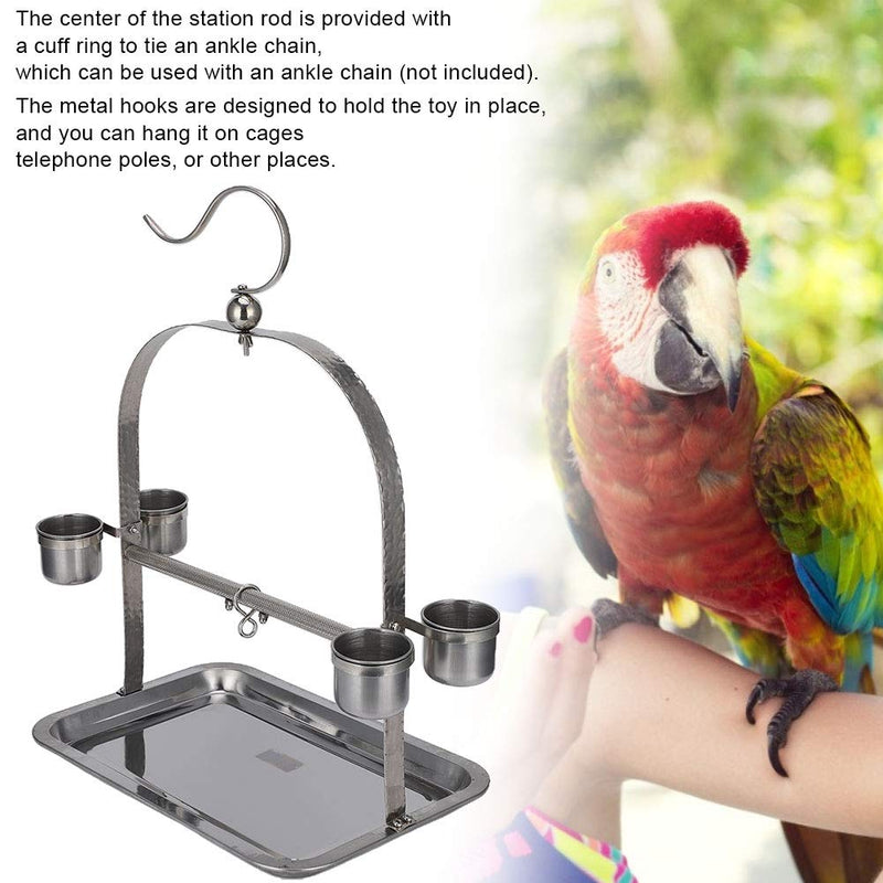 AMONIDA Stainless Steel Stand, Stand Cage Stand Feeder, with 4 Feeder Cup Parrots for Cockatoo - PawsPlanet Australia