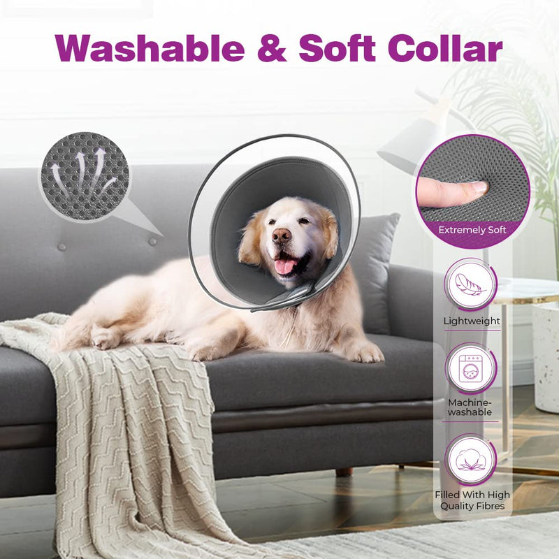 Collar Dog Leak Protection, Soft Protective Collar Cone Collars Adjustable Recovery Collar, Breathable Pet Elizabethan Dog Collar, Leak Protection Dog (S, Gray) S - PawsPlanet Australia