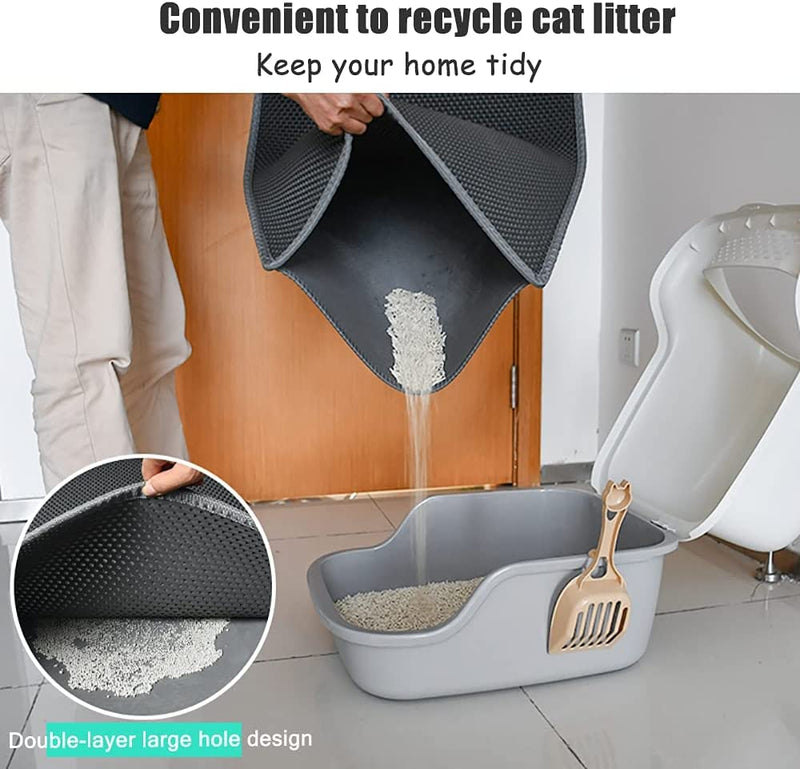 Louis Donné cat litter box mat, cat litter mat, cat litter box underlay, honeycomb design, cat litter box mat, waterproof double layer design, honeycomb cat litter mat (30 x 30 cm, grey) 30 x 30 cm grey - PawsPlanet Australia