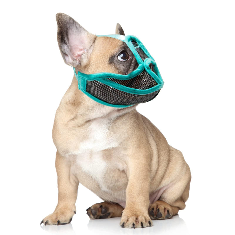 Muzzle for dogs, dog muzzle with short snout, mesh adjustable muzzle French bulldog, breathable short snout anti-bite bulldog for anti-biting, anti-bark licking S - PawsPlanet Australia