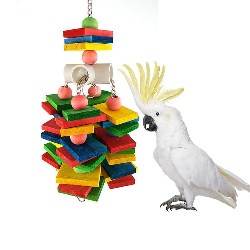[Australia] - Hypeety Parrot Wood Chew Toy Bird Bite Block Swing Toy for Bird Parrot Macaw African Greys Cockatoo Eclectus Budgies Parakeet Cockatiel Conure Lovebirds Cage Natural Wood Toy 