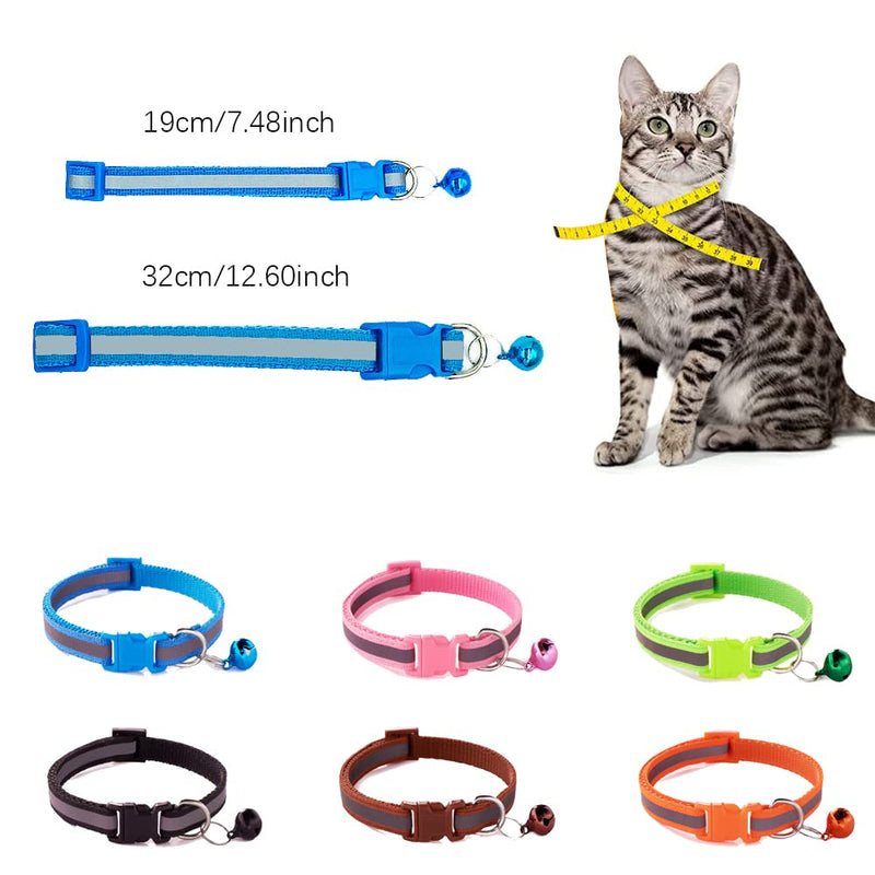 JVHLOV Pack of 6 reflective cat collars, adjustable collar for cats (19-32 cm), cat collar with safety clasp, adjustable to the weight of your cat - PawsPlanet Australia