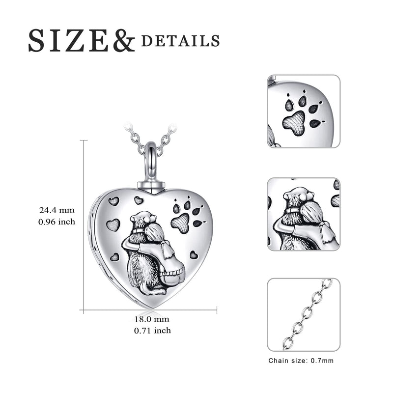 POTOPYY Sterling Silver Dog Urn Necklace for Ashes, Dog Memorial Keepsake Cremation w/Funnel Filler Memorial Jewelry Gifts for Women Girls - PawsPlanet Australia