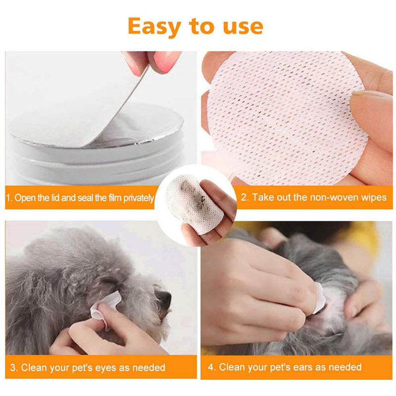 HAPIPET 150 PCS Dog Eye Wipes,Eye Tear Stain Remover Wipes for Cats & Dogs,Eye Crust Treatment for White Fur,Unscented Gentle Pet Tear Wipe orange - PawsPlanet Australia