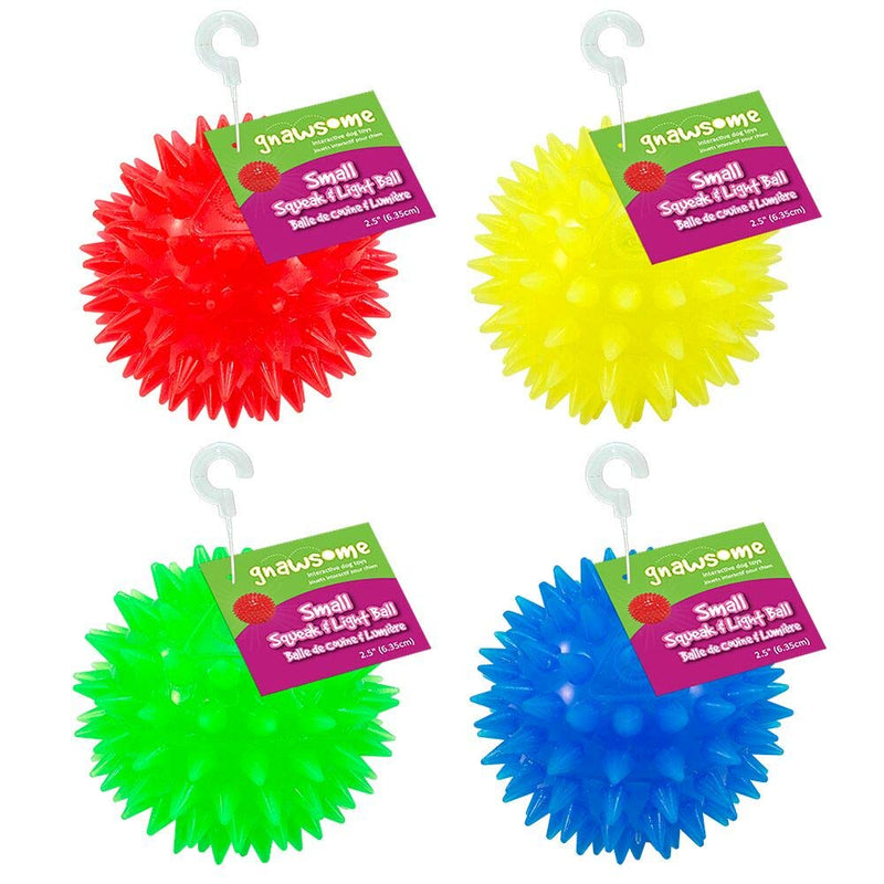 [Australia] - Gnawsome 2.5” Spiky Squeak & Light Ball Dog Toy - Small, Cleans teeth and Promotes Dental and Gum Health for Your Pet, Colors will vary 