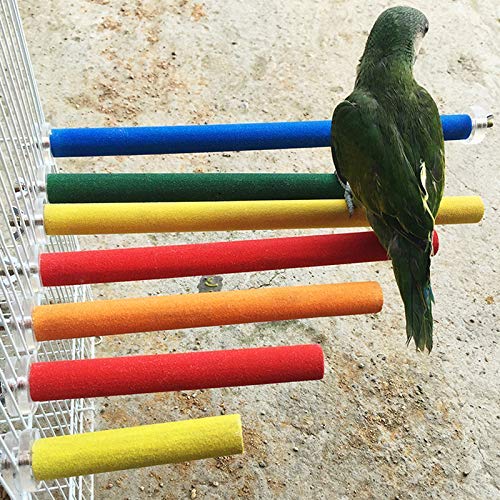 PIVBY Wood Bird Cage Perch Colorful Parrot Stand Toy Platform Paw Grinding Stick for Amazon Parrot Bird Colors Vary Pack of 3 - PawsPlanet Australia
