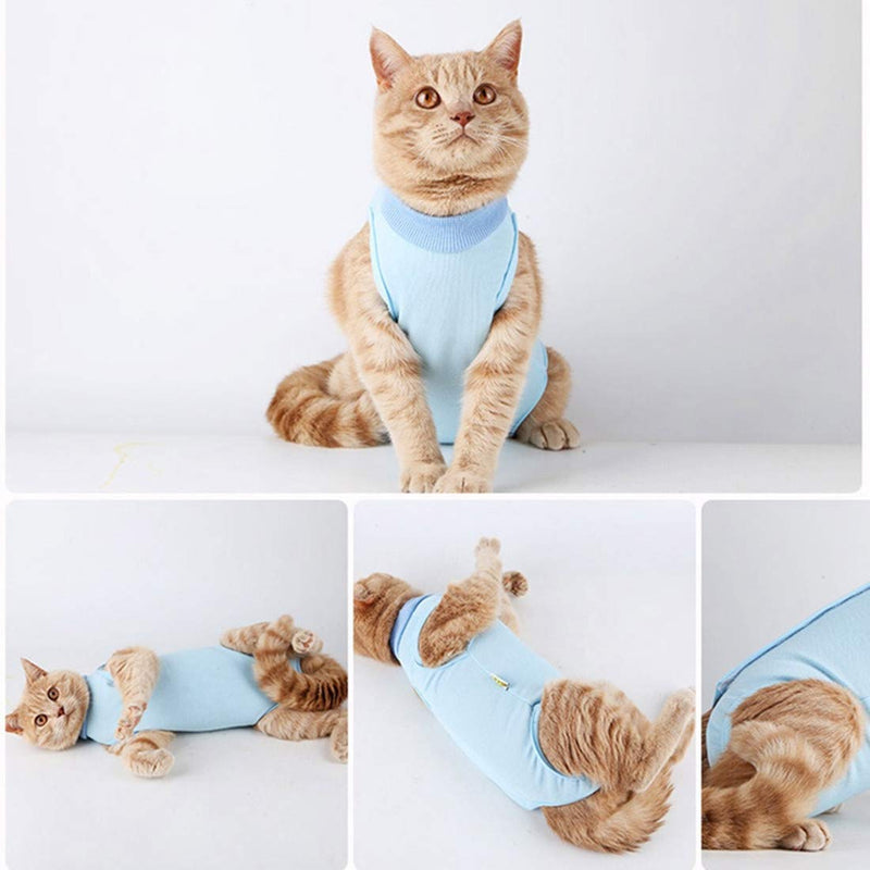 Cat Professional Surgical Recovery Suit,Cat Clothes for Abdominal Wounds or Skin Diseases (S, Blue) S: for Cat Weight 2-3.4 lb - PawsPlanet Australia