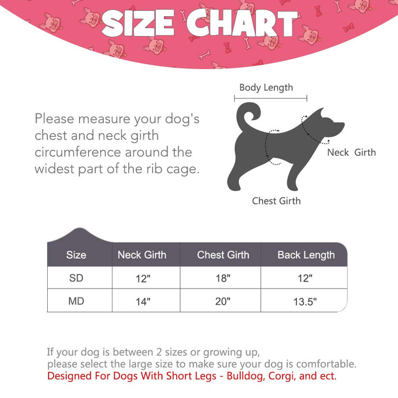 BINGPET Pet Pajamas Doggie Shirt for Dogs with Short Legs, Cute Bone and Footprint Pattern Soft Comfortable Pajamas for Indoor Small Medium Dogs, Pet Puppies SD Red - PawsPlanet Australia