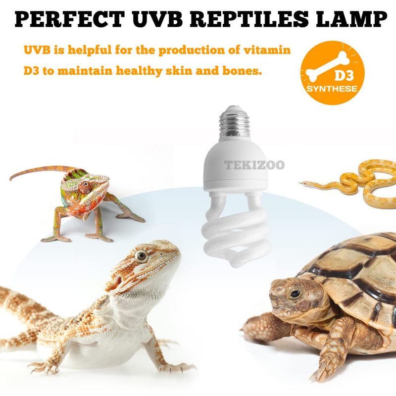 TEKIZOO UVA UVB Light Bulb Compact Florescent Terrarium Lamp for Tropical Reptiles and Amphibians (13W 5.0) 13W 5.0 - PawsPlanet Australia