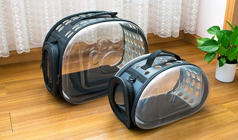 NFTIGB Pet Clear Carrier，cat Carrier，Dog Carriers for Small Dogs，TSA Approved pet Carrier，Designed for Travel Walks. S Black - PawsPlanet Australia