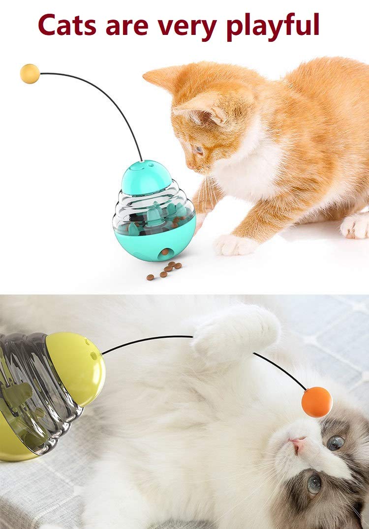 [Australia] - YINJIE Cat Toy Leakage Food Ball Toys Cat Tumbler Toy Ball Kitten Roly-Poly Treat Toys, Kitty Slow Food Dispensing Puzzle Toy 