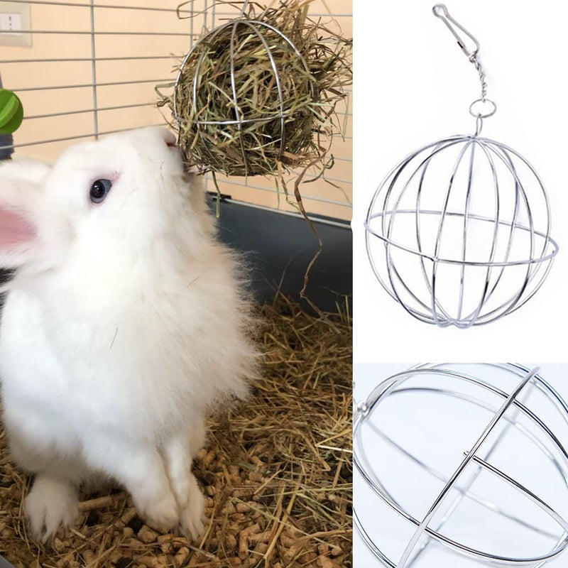 2 Pieces Rabbit Hay Feeder Rabbit Hay Ball Stainless Rabbit Grass Ball Pet Hay Rack Bowl Accessories for Guinea Pig Small Animal Pet - PawsPlanet Australia