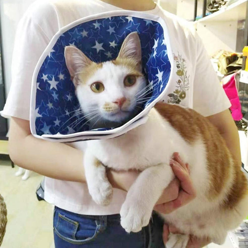 Cat Recovery Collar Star Pattern Cat Cone Collar Pet E-Collar Elizabethan Collars Waterproof Protective Collar for Cat Kitten Puppy (S) S - PawsPlanet Australia