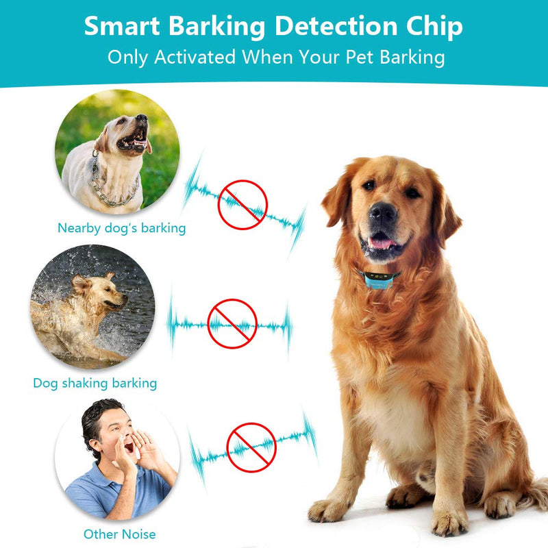 [Australia] - MASBRILL Dogs Bark Collar - Effective Bark Collar for Dog w/Barking Detection Rechargeable, Triple Anti-Barking Modes: 7 Levels Shock/Vibration Beep for Medium, Large Dogs Breeds - IPx7 Waterproof 